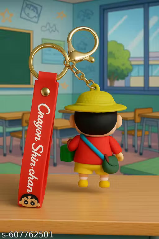 Cute Crayon Shinchan Keychain with Red Strap | Anime Cartoon Bag Charm for Kids, Girls, Boys | Premium Shinchan Keyring Gift