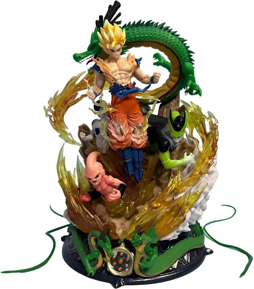 Dragon Ball Z Infinity Battle Action Figure | Premium Goku, Frieza, Cell, Majin Buu & Shenron Anime Collectible Statue with Energy Effects & Detailed Display Base | Desk Decor, Gaming Setup & Gift for Fans
