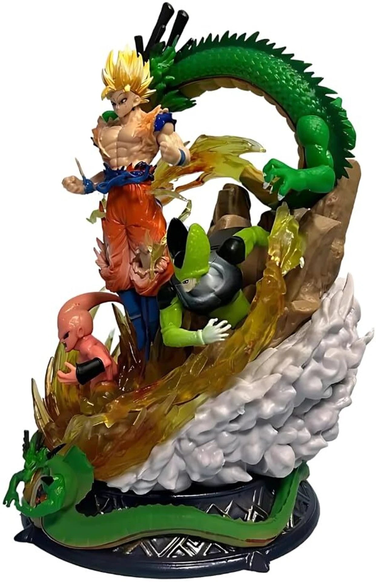 Dragon Ball Z Infinity Battle Action Figure | Premium Goku, Frieza, Cell, Majin Buu & Shenron Anime Collectible Statue with Energy Effects & Detailed Display Base | Desk Decor, Gaming Setup & Gift for Fans