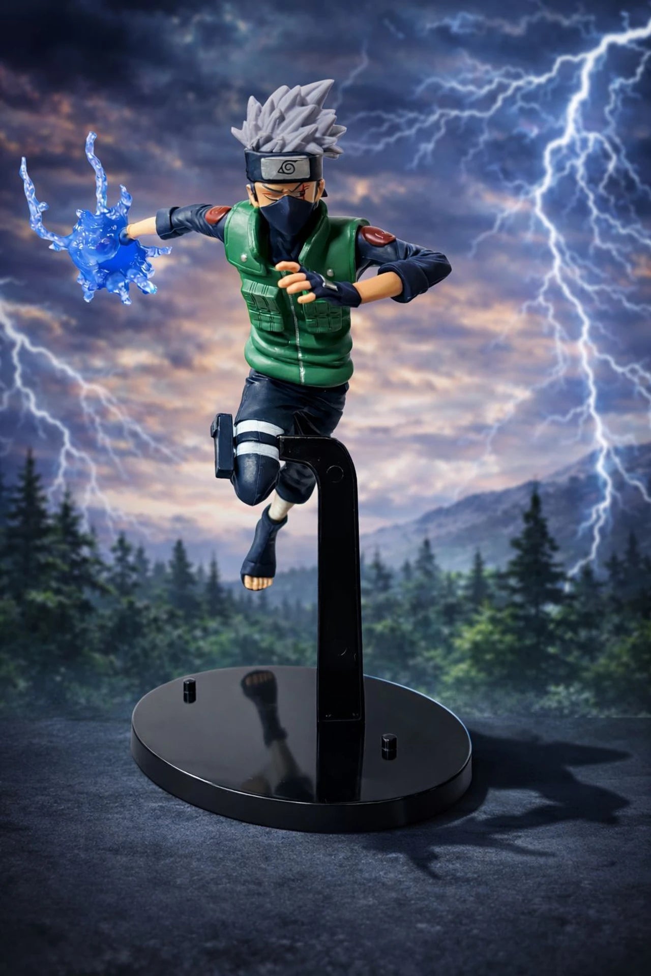 World Gift Mart Anime Ninja Action Figure with Lightning Effect | Dynamic Pose Showpiece 15Cm (Multicolor)