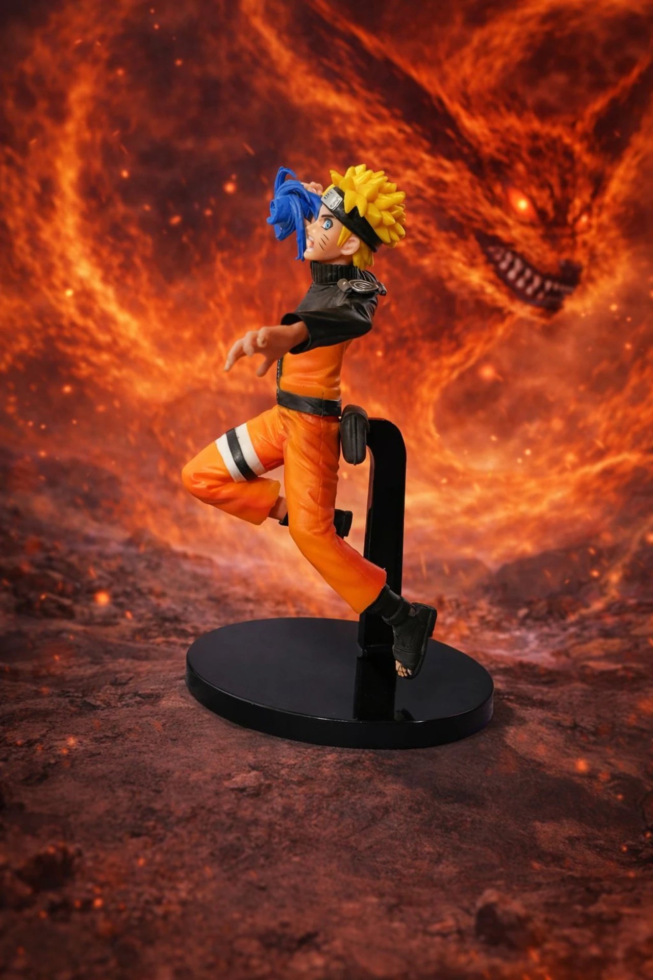 World Gift Mart Anime Ninja Figure with Energy Effect|Decorative Display Model with Stand 15Cm (Multicolor)