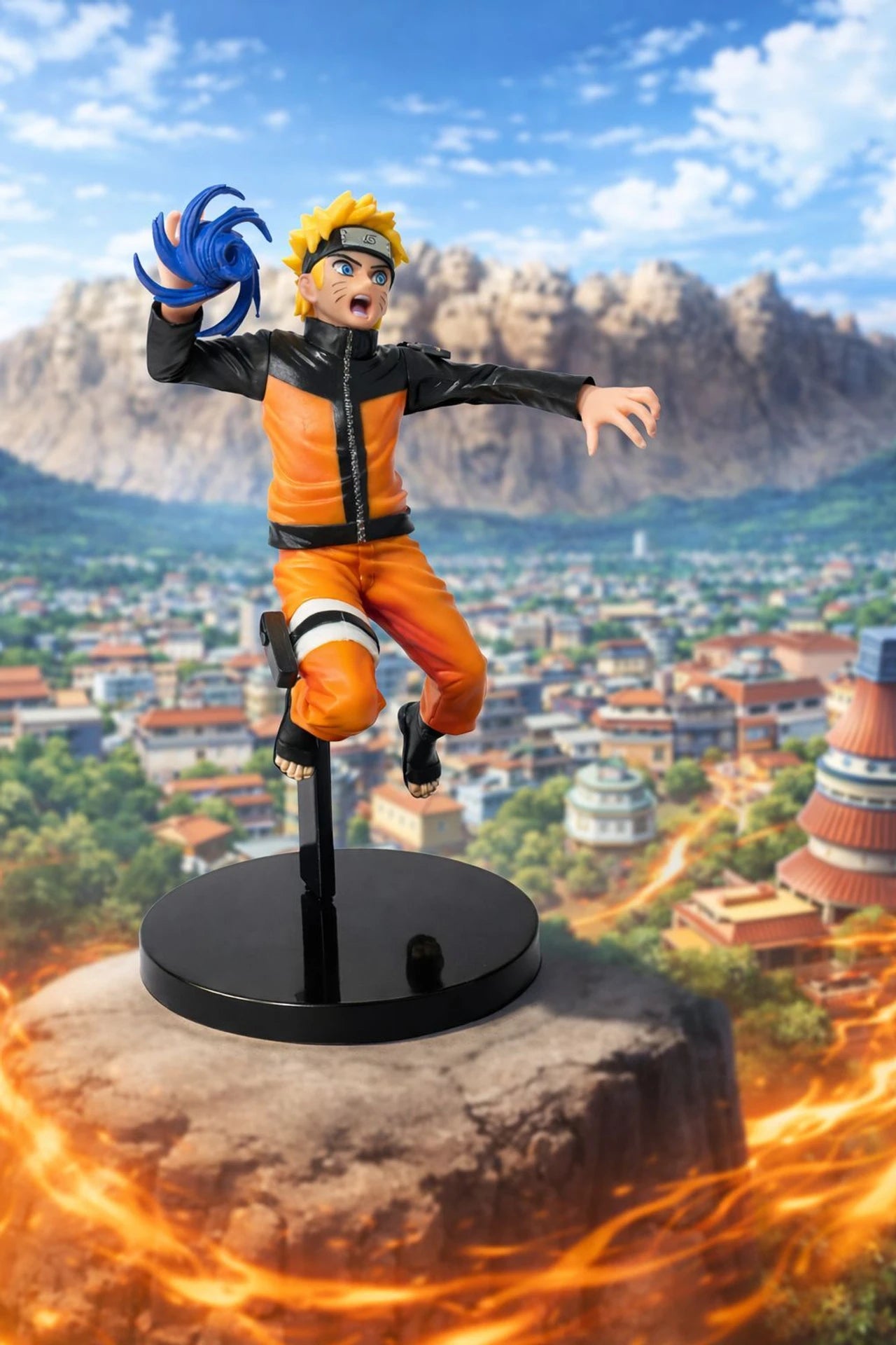 World Gift Mart Anime Ninja Figure with Energy Effect|Decorative Display Model with Stand 15Cm (Multicolor)