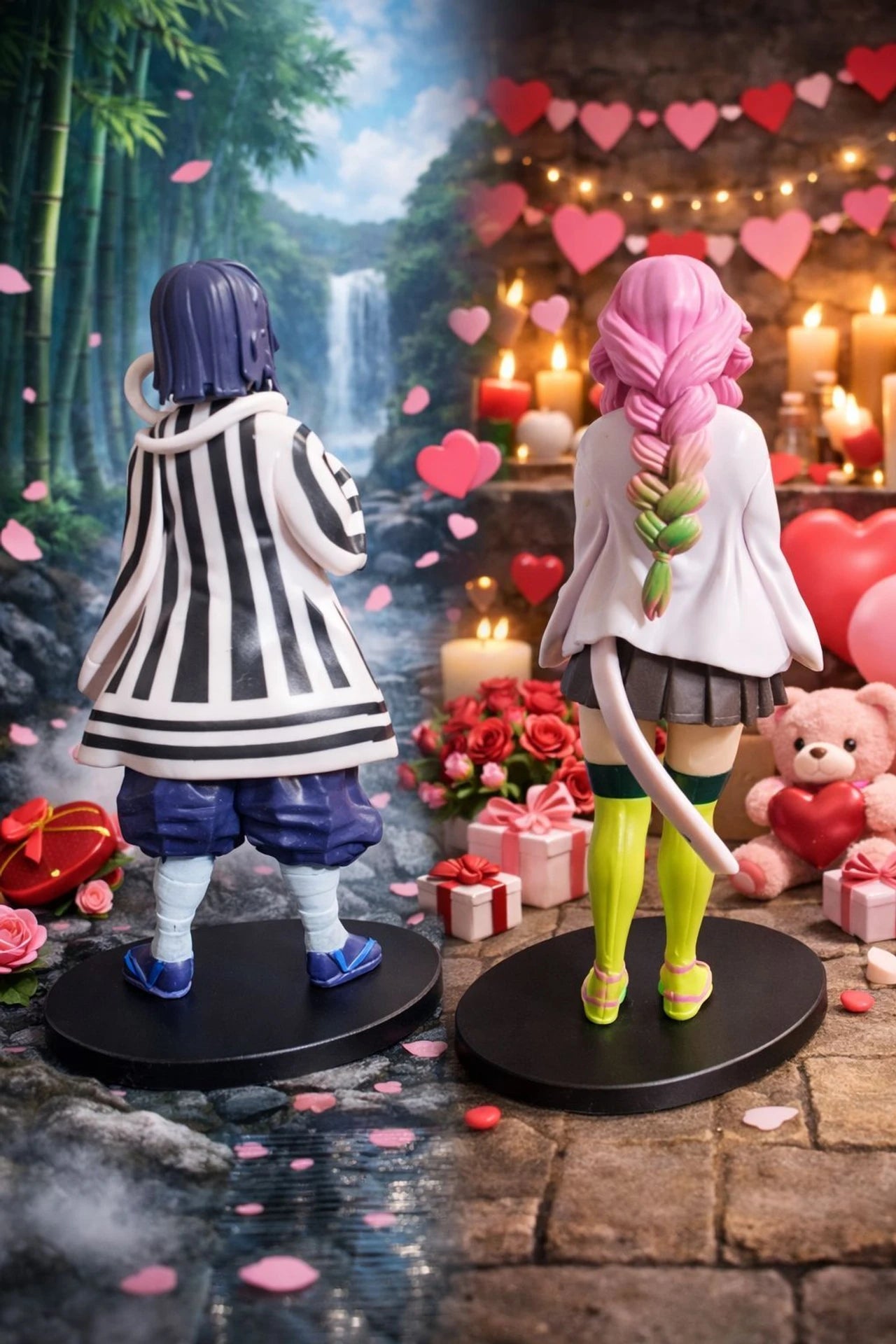 World Gift Mart (pack of 2) Anime Style Couple PVC Action Figure | Cute Romantic Collectible Showpiece 12Cm (Multicolor)