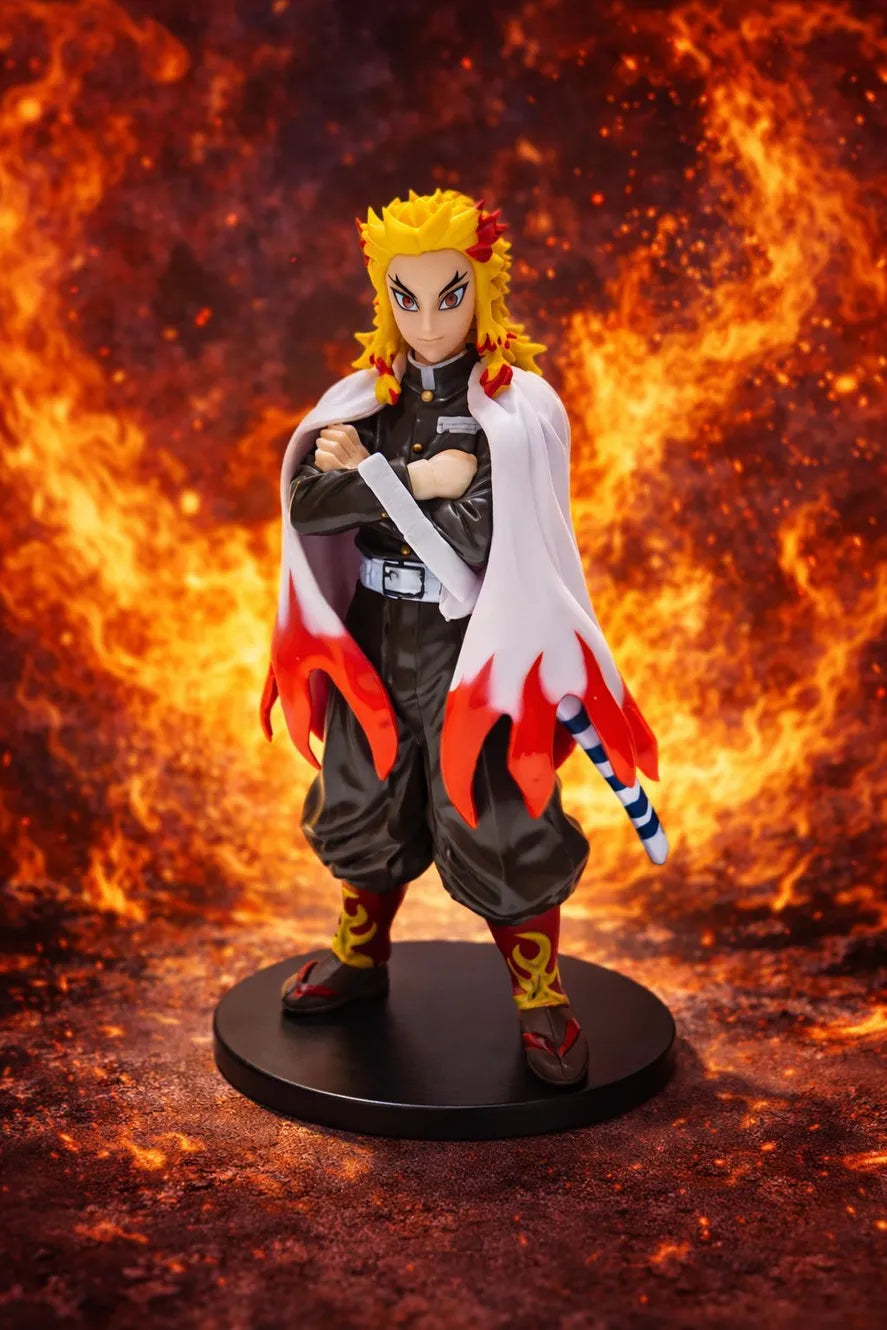 World Gift Mart Anime Flame Swordsman Figure with Fire Cape – Premium Collectible Statue 7Cm (Multicolor)