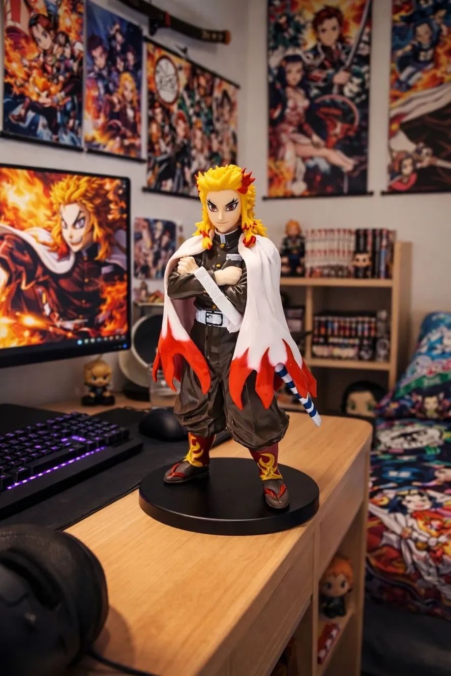 World Gift Mart Anime Flame Swordsman Figure with Fire Cape – Premium Collectible Statue 7Cm (Multicolor)