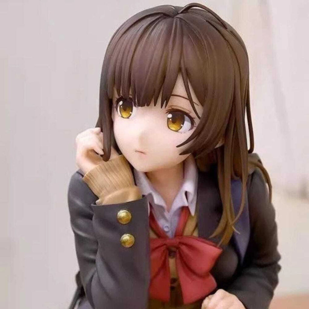 World Gift Mart Anime Style School Girl PVC Action Figure | Cute Sitting Pose Showpiece 15Cm (Multicolor)