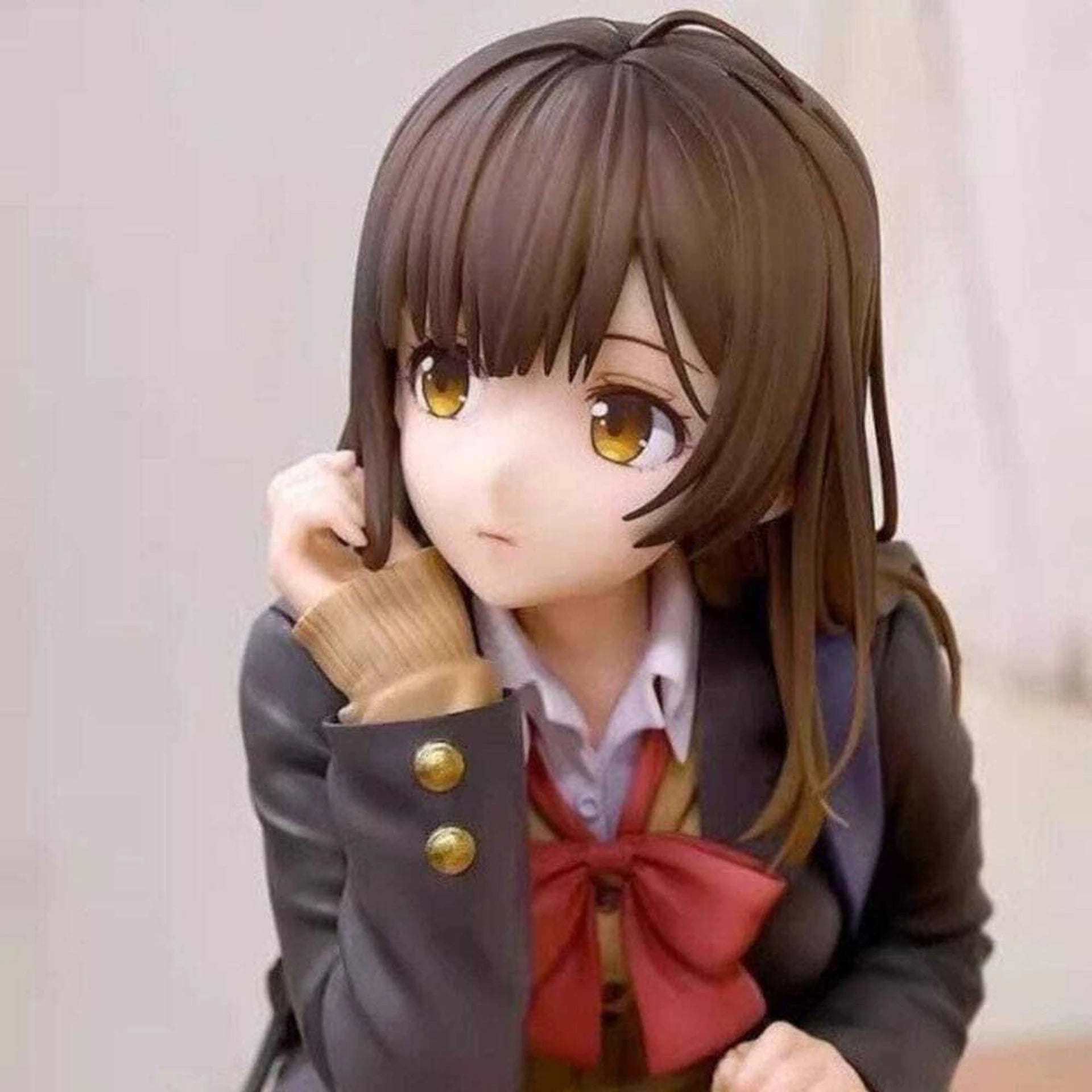 World Gift Mart Anime Style School Girl PVC Action Figure | Cute Sitting Pose Showpiece 15Cm (Multicolor)