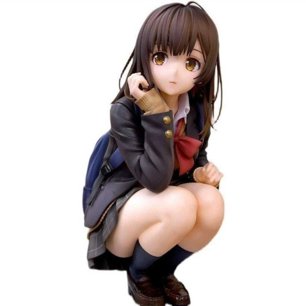World Gift Mart Anime Style School Girl PVC Action Figure | Cute Sitting Pose Showpiece 15Cm (Multicolor)