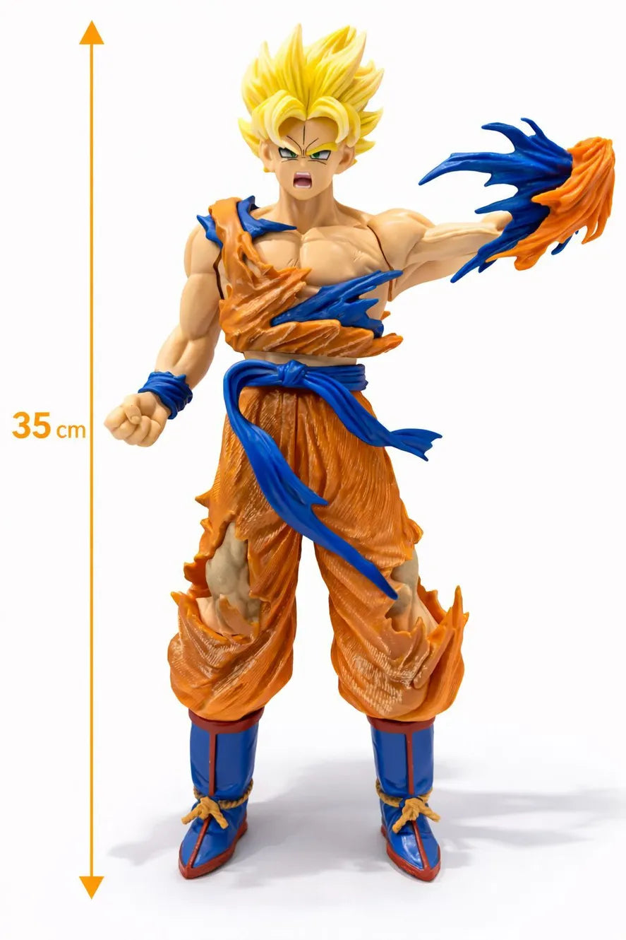 World Gift Mart Anime Super Saiyan Style|Battle Pose Collectible Toy Energy Effect Height 35Cm (Multicolor)