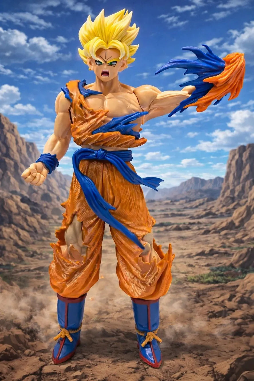 World Gift Mart Anime Super Saiyan Style|Battle Pose Collectible Toy Energy Effect Height 35Cm (Multicolor)