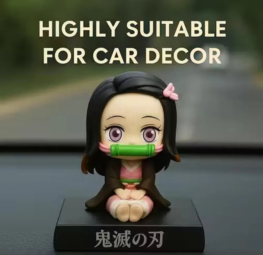 World Gift Mart Cute Nezuko Bobblehead|Demon Slayer Anime Figurine for Car Dashboard for Gift (Multicolor)