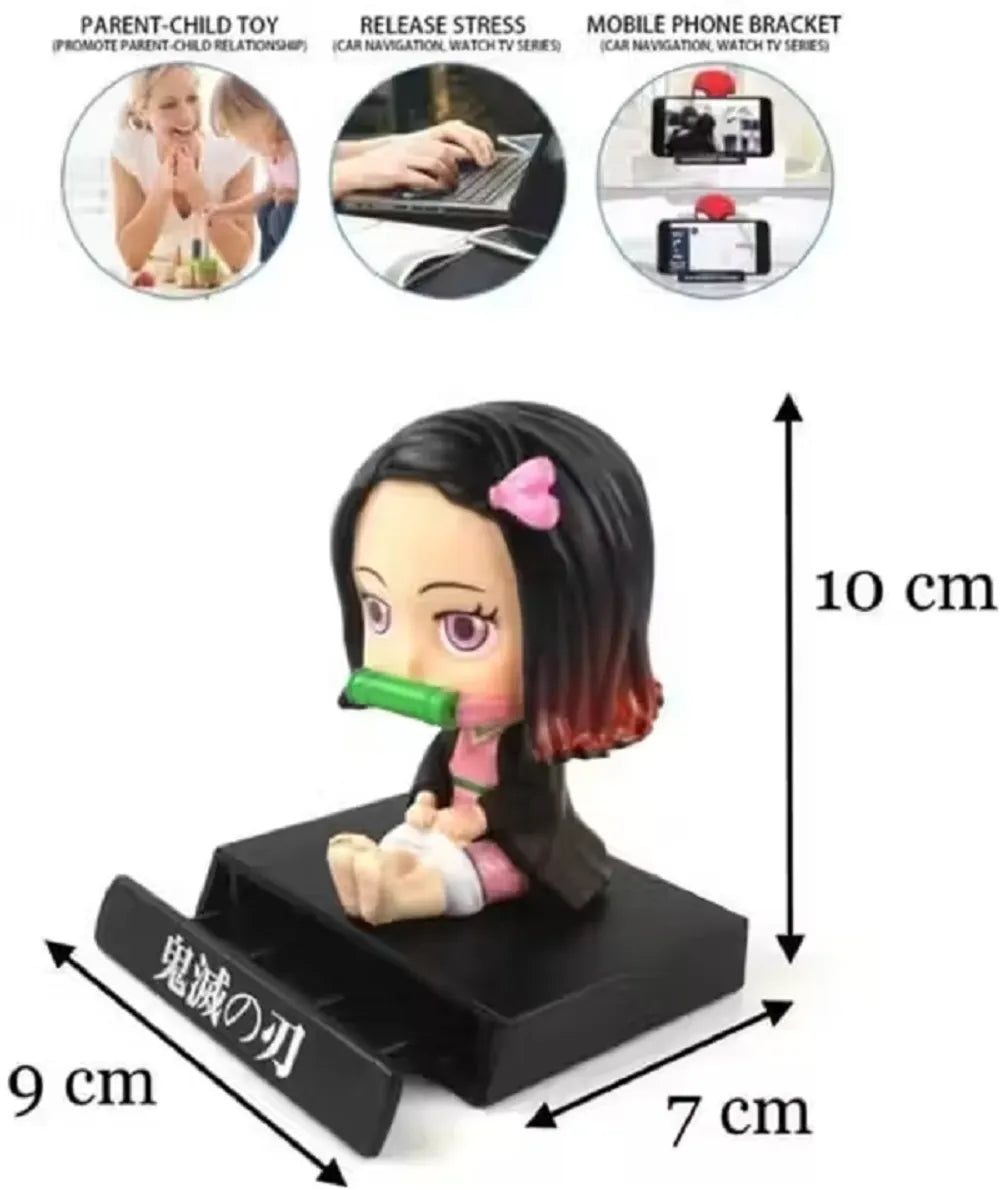 World Gift Mart Cute Nezuko Bobblehead|Demon Slayer Anime Figurine for Car Dashboard for Gift (Multicolor)