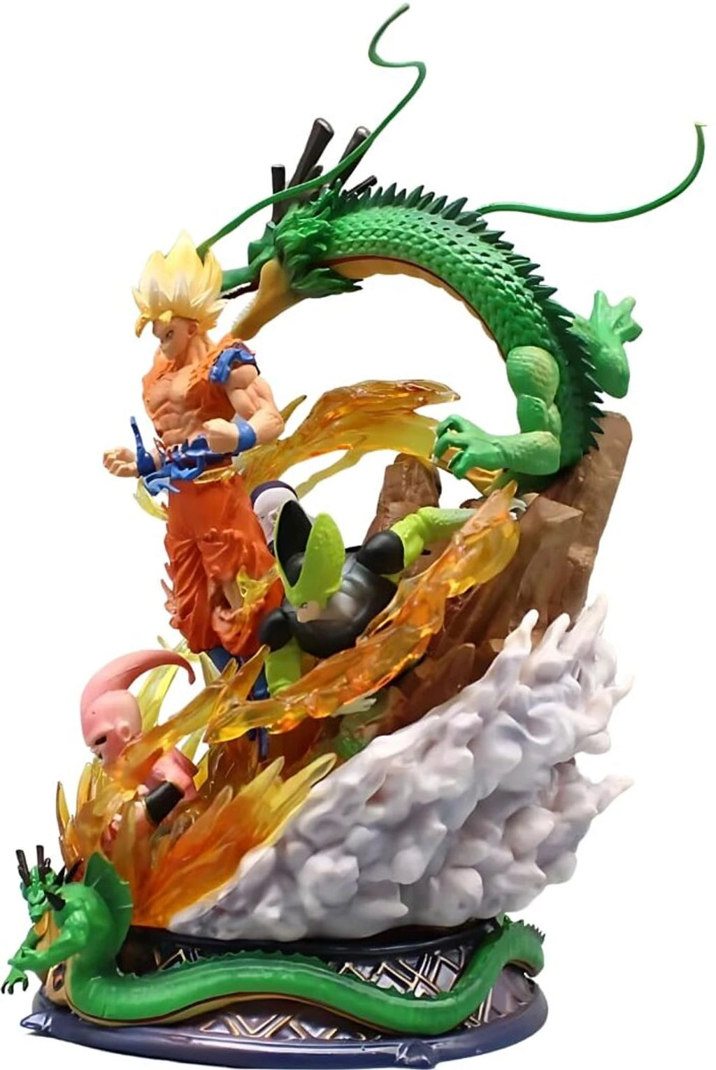 Dragon Ball Z Infinity Battle Action Figure | Premium Goku, Frieza, Cell, Majin Buu & Shenron Anime Collectible Statue with Energy Effects & Detailed Display Base | Desk Decor, Gaming Setup & Gift for Fans