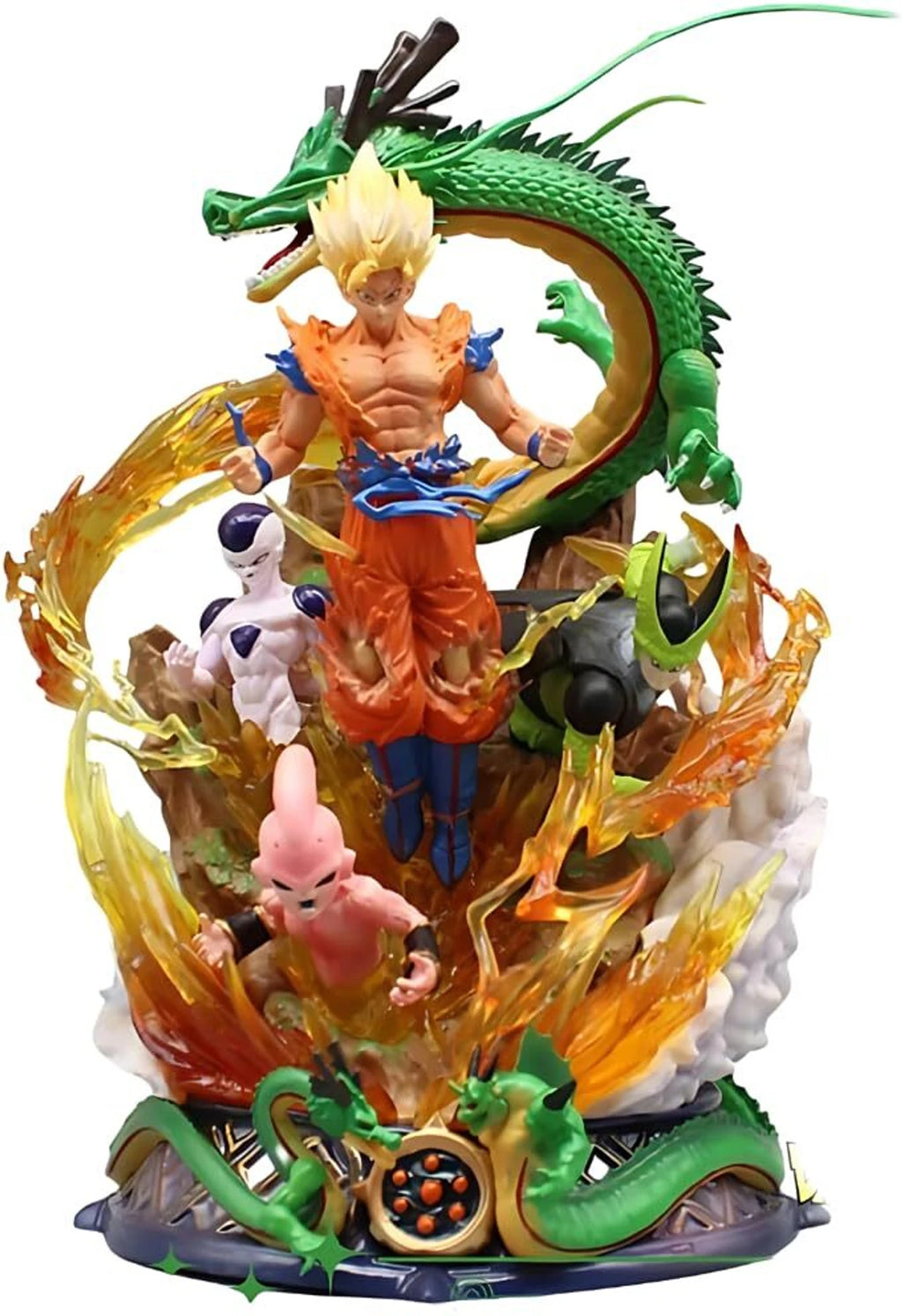 Dragon Ball Z Infinity Battle Action Figure | Premium Goku, Frieza, Cell, Majin Buu & Shenron Anime Collectible Statue with Energy Effects & Detailed Display Base | Desk Decor, Gaming Setup & Gift for Fans