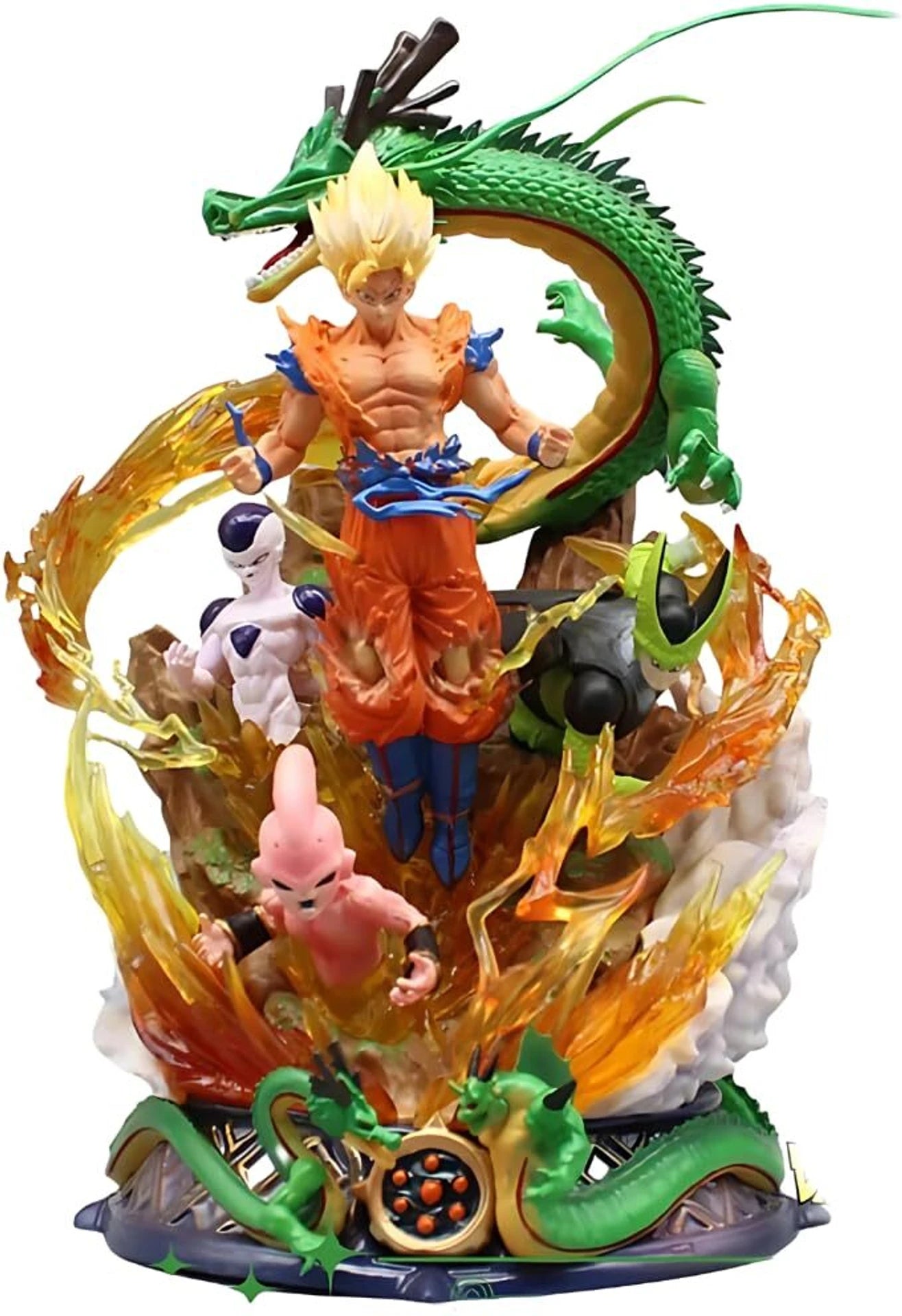 Dragon Ball Z Infinity Battle Action Figure | Premium Goku, Frieza, Cell, Majin Buu & Shenron Anime Collectible Statue with Energy Effects & Detailed Display Base | Desk Decor, Gaming Setup & Gift for Fans