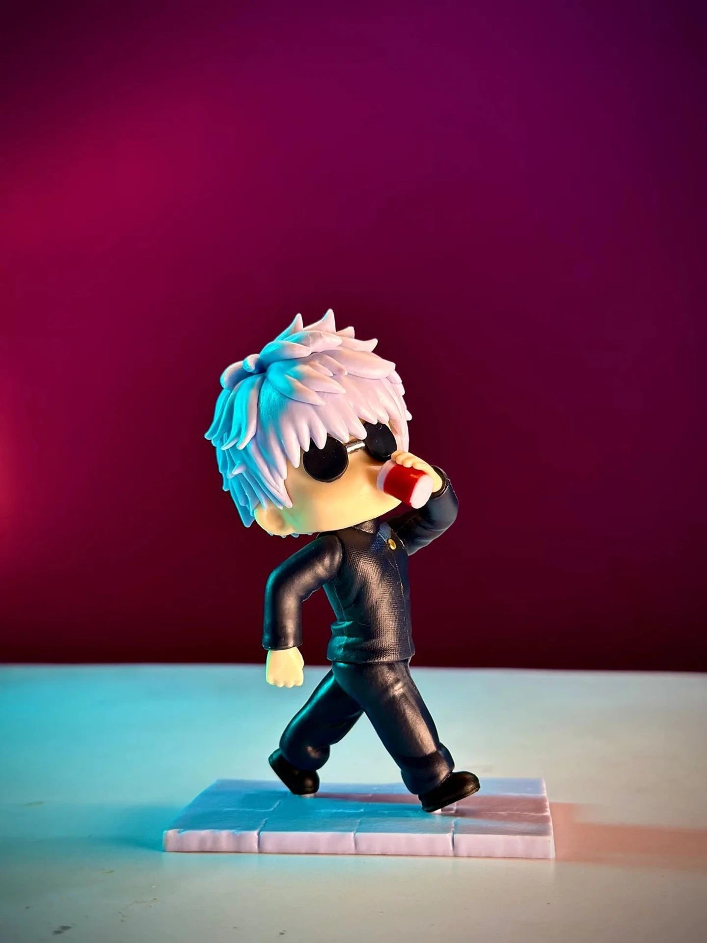 World Gift Mart Gojo Satoru Chibi Anime Figure | Jujutsu Kaisen Cute PVC with Base 11 Cm (Black)