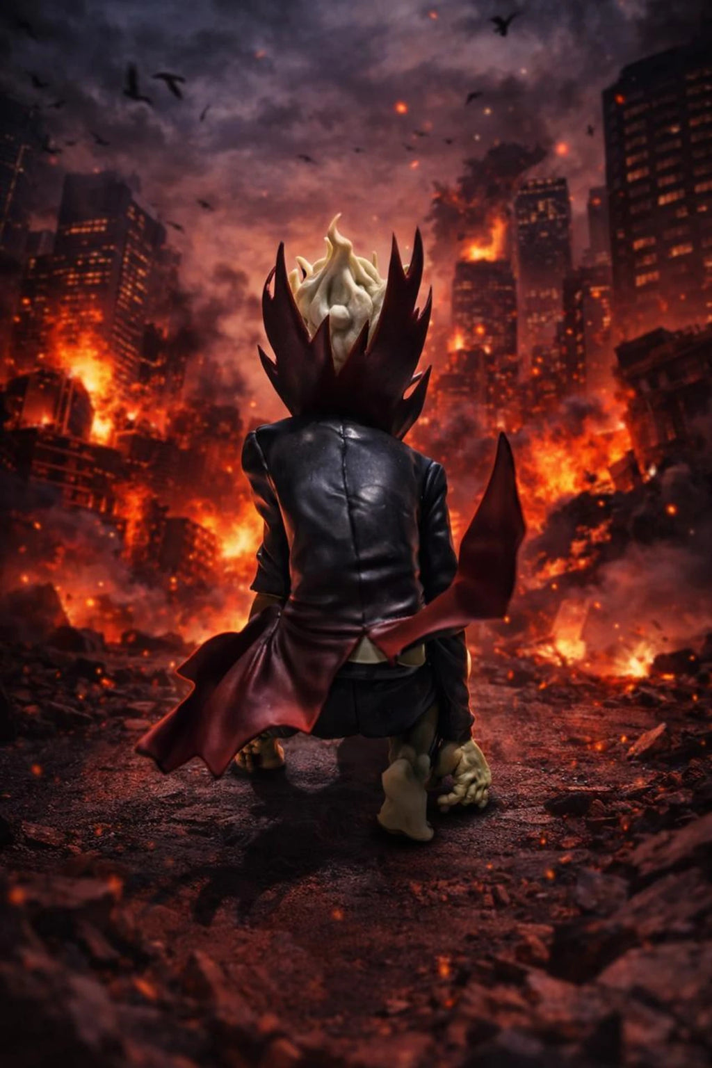 World Gift Mart Infernal Demon Warrior Action Figure with Flame Hair & Horned Design Toy 15Cm (Multicolor)