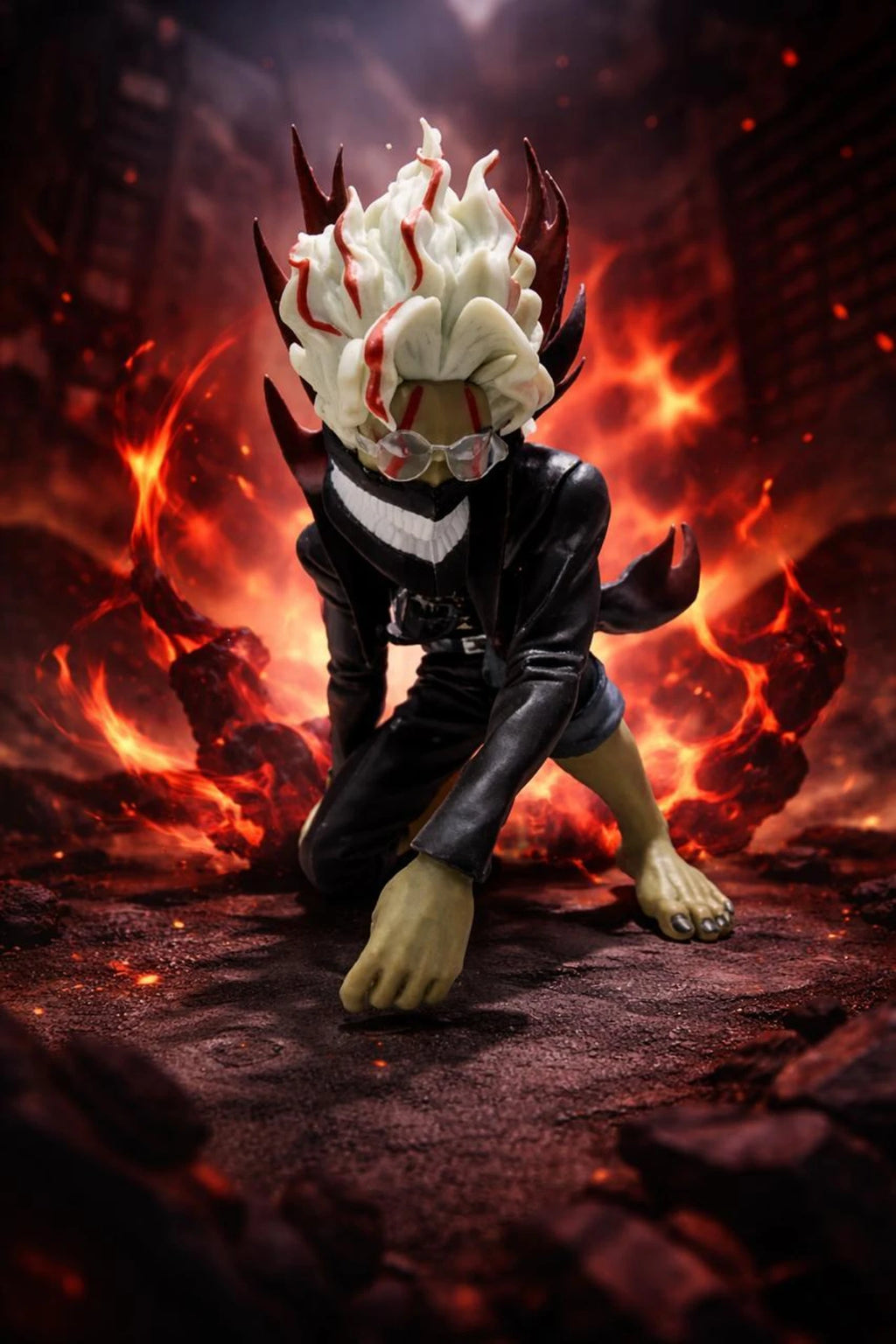 World Gift Mart Infernal Demon Warrior Action Figure with Flame Hair & Horned Design Toy 15Cm (Multicolor)