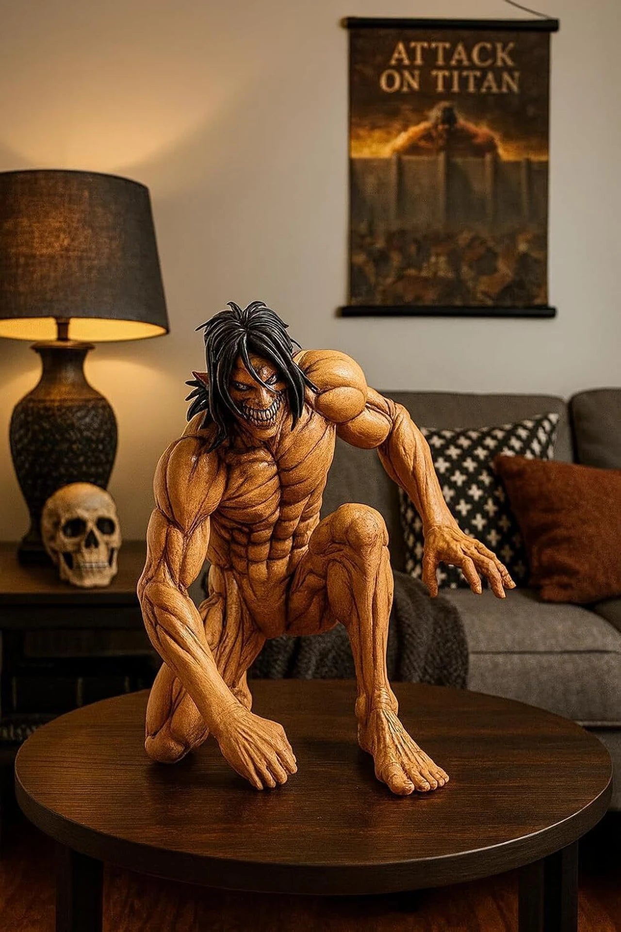 Attack on Titan Eren Yeager Action Figure 15.24 cm | Muscular Titan Form Anime Collectible Statue | Premium Display Figure for Desk Decor, Gaming Setup, Collection & Gifting