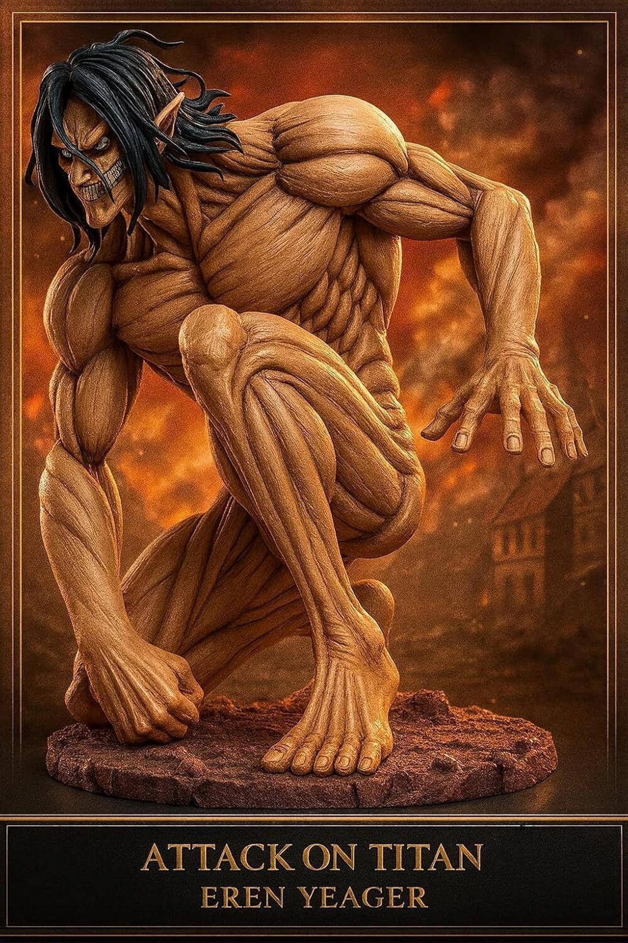 Attack on Titan Eren Yeager Action Figure 15.24 cm | Muscular Titan Form Anime Collectible Statue | Premium Display Figure for Desk Decor, Gaming Setup, Collection & Gifting