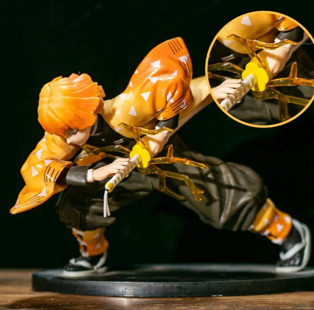 Demon Slayer Zenitsu Agatsuma Action Figure | Thunder Breathing Anime Collectible Statue with Sword, Lightning Effect & Display Base | Premium Desk Decor, Room Decoration & Gift for Anime Fans