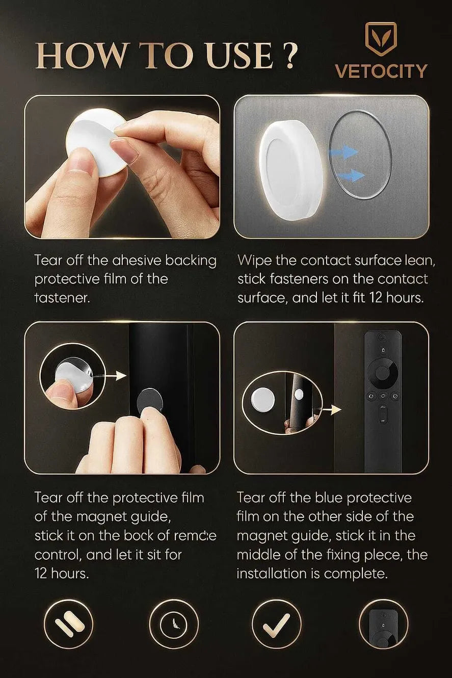 World Gift Mart 5 PCS Magnetic Remote Control Holder Self-Adhesive,Strong Magnet Hole-Free Accessories Organizer
