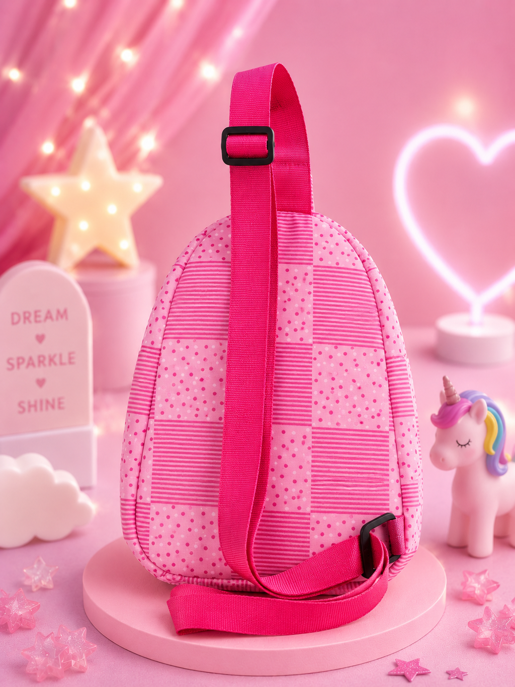 Barbie Chest Bag for Girls | Pink Kids Sling Crossbody Bag with Adjustable Strap & Smooth Zipper | Cute Mini Backpack for School, Travel, Day Out, Picnic & Gifting