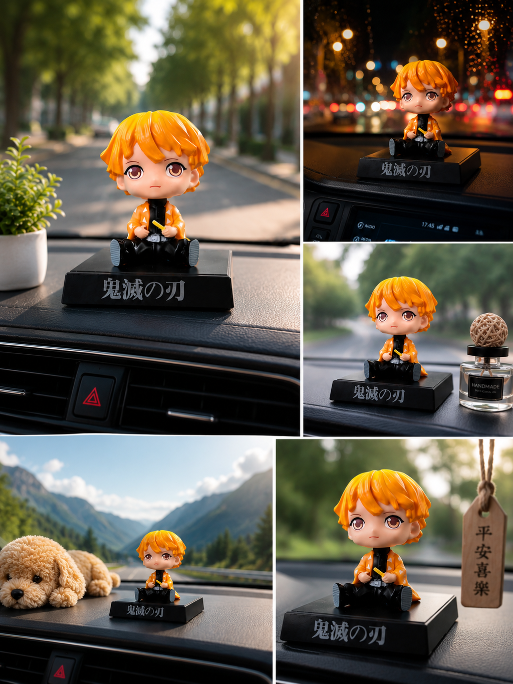 Zenitsu Agatsuma Demon Slayer Bobblehead Figure | Anime PVC Collectible Desk Toy with Sturdy Display Base | Cute Chibi Character Statue for Kids, Anime Fans, Car Dashboard, Room Decor & Gifting