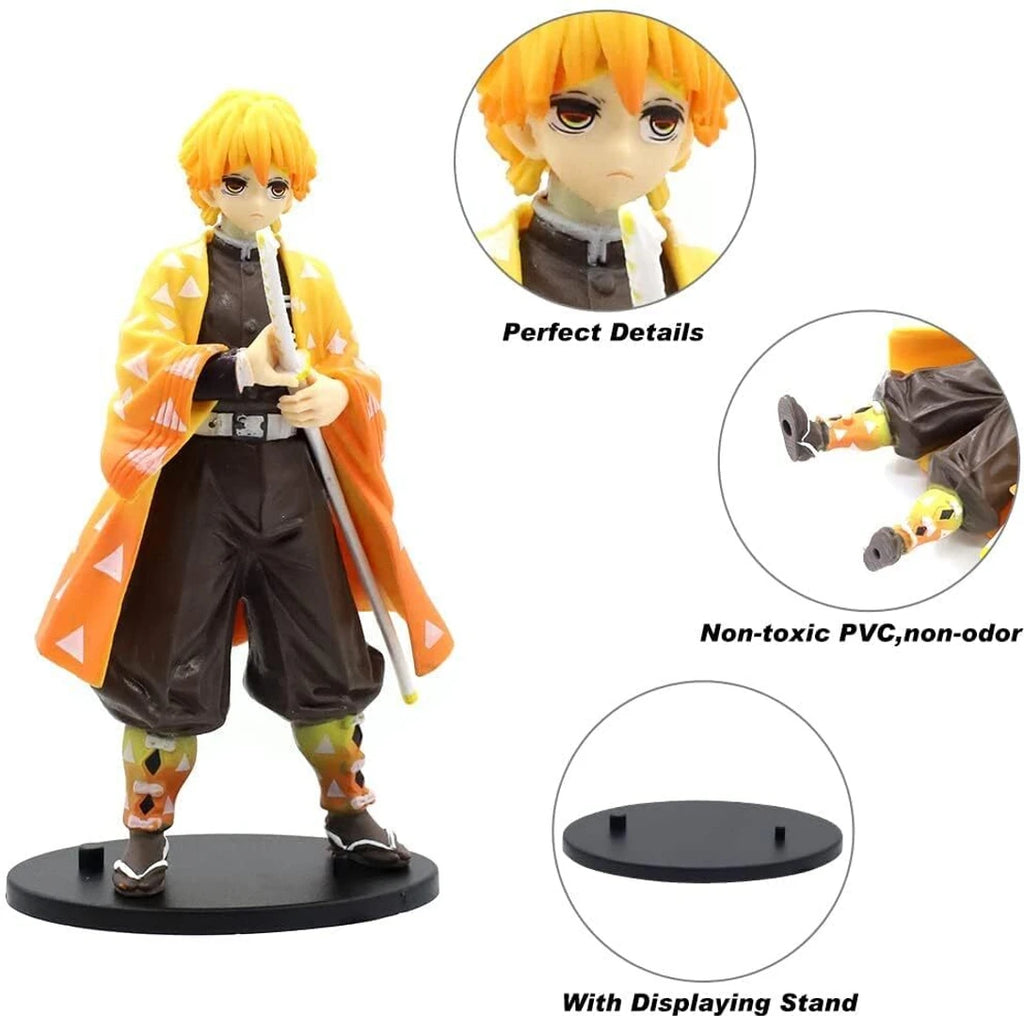 Demon Slayer Zenitsu Agatsuma Action Figure | Premium Anime Collectible Statue with Nichirin Sword, Yellow Haori & Black Display Base | Desk Decor, Gaming Setup, Shelf Display & Gift for Anime Fans