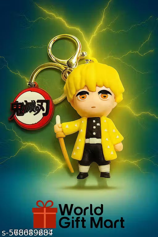 (Pack of 3) Anime Family Combo Keychain Set | Demon Slayer Rakhi Gift Edition (Tanjiro, Shinobu, Zenitsu) | Pack of 3 Cute Keychains with Anime Strap | Perfect Gift for Brothers & Sisters
