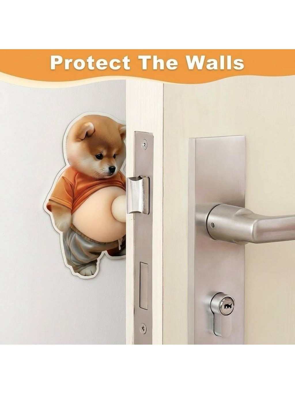 (Pack of 2) Multi-Purpose Cute Dog sticker Door Stopper and stress reliever sticker Wall Protector | Self Adhesive Door Handle Bumper | Noise Reduction Door Buffer | Anti-Collision Wall Guard | Door Knob Protector for Home & Office