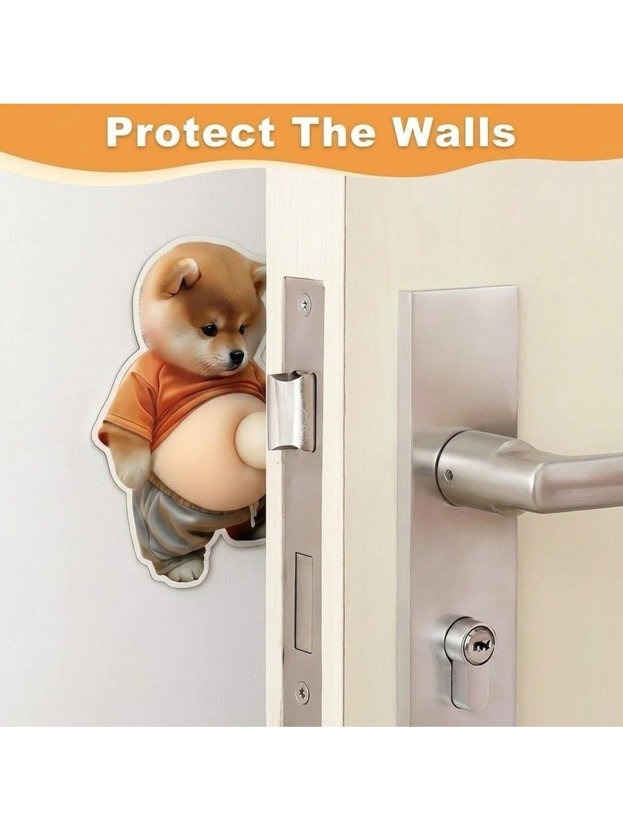 (Pack of 2) Multi-Purpose Cute Dog sticker Door Stopper and stress reliever sticker Wall Protector | Self Adhesive Door Handle Bumper | Noise Reduction Door Buffer | Anti-Collision Wall Guard | Door Knob Protector for Home & Office