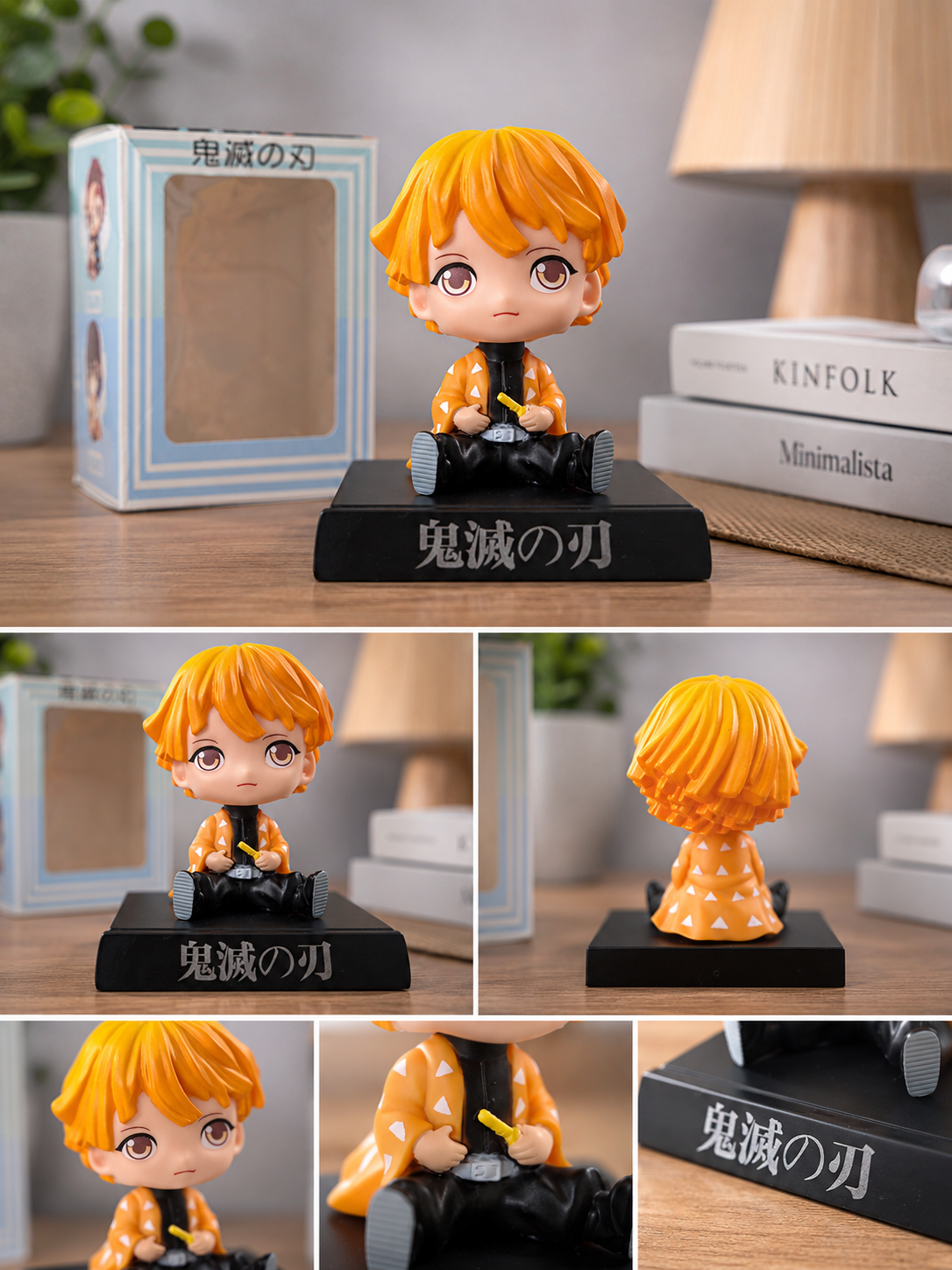 Zenitsu Agatsuma Demon Slayer Bobblehead Figure | Anime PVC Collectible Desk Toy with Sturdy Display Base | Cute Chibi Character Statue for Kids, Anime Fans, Car Dashboard, Room Decor & Gifting