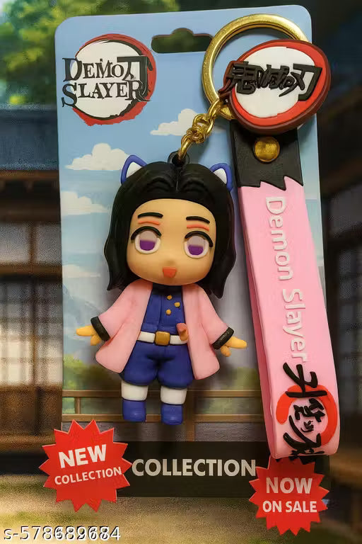 (Pack of 3) Anime Family Combo Keychain Set | Demon Slayer Rakhi Gift Edition (Tanjiro, Shinobu, Zenitsu) | Pack of 3 Cute Keychains with Anime Strap | Perfect Gift for Brothers & Sisters