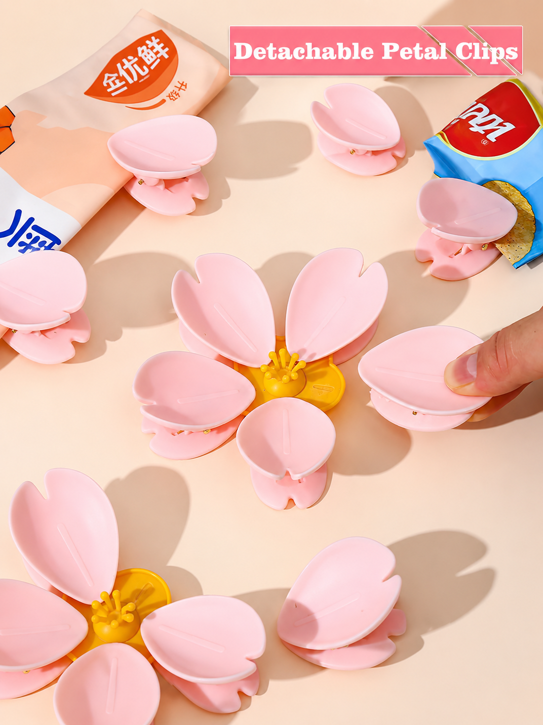 Cute Sakura Flower Magnetic Fridge Clip | Decorative Refrigerator Magnet Clip | Strong Magnetic Memo Holder | Multi-Purpose Snack Bag Sealing Clip | Kitchen & Office Organizer (Pack of 1)