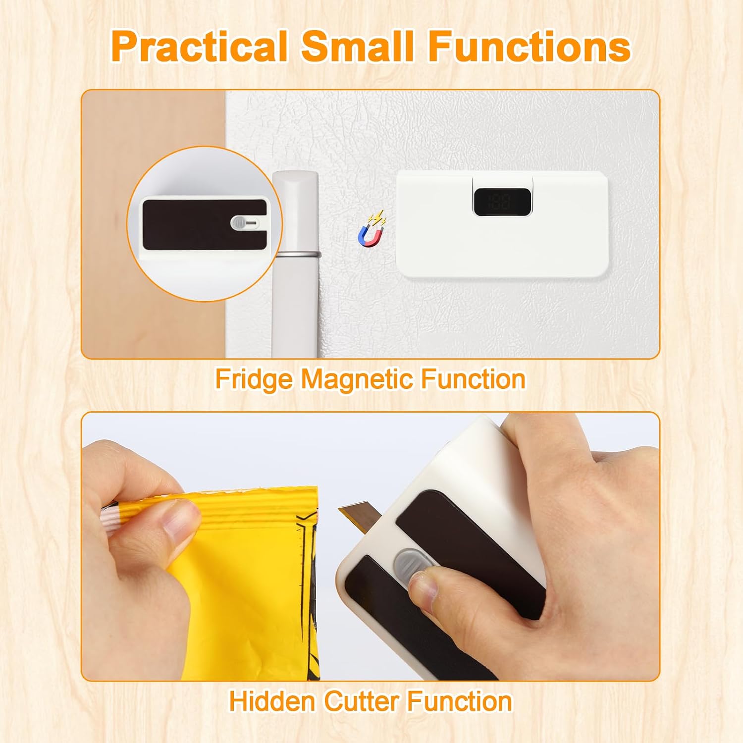 World gift mart Mini Bag Sealer, 6 Gear Adjustable Bag Sealer for Plastic Bags | Rechargeable Sealer Machine with LED Power Display, Portable Heat Sealer and Cutter, Bag Resealer for Chips Snacks Mylar