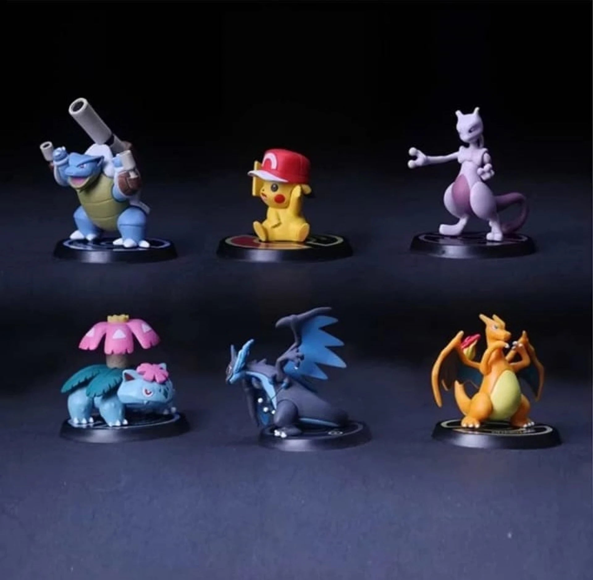 (Pack of 6) World Gift Mart Anime Electric Mouse & Dragon Mini Figures Set of 6 Collectible Toys (Multicolor)