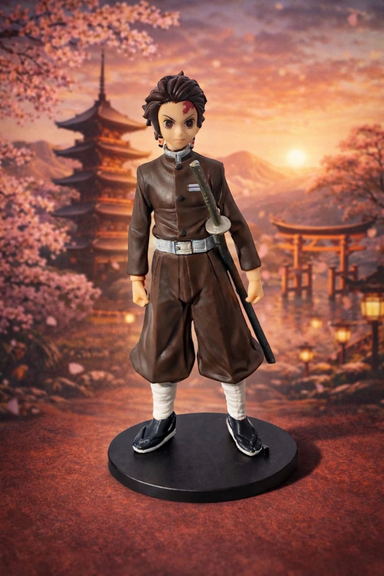 World Gift Mart Anime Demon Slayer–Style Swordsman Figure with Katana – Display Statue 16Cm (Multicolor)