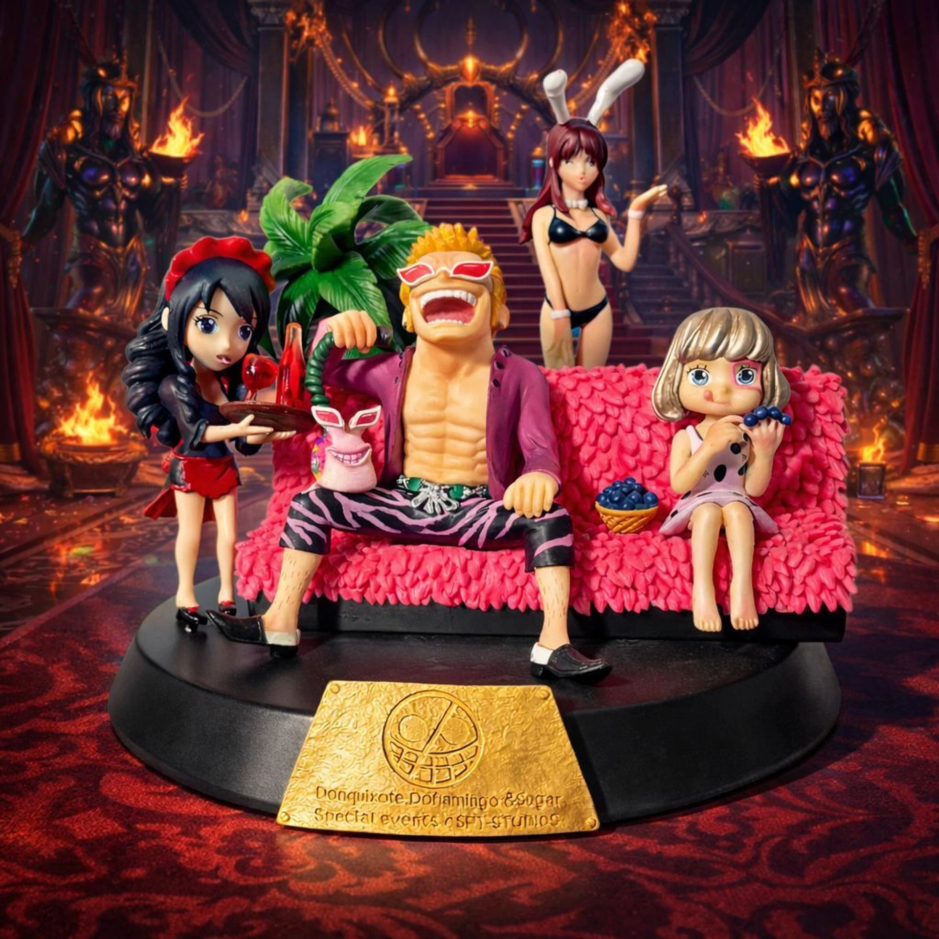 World Gift Mart Anime Style Beach Party Collectible Figurine | Premium Showpiece Sofa Base 30Cm (Multicolor)