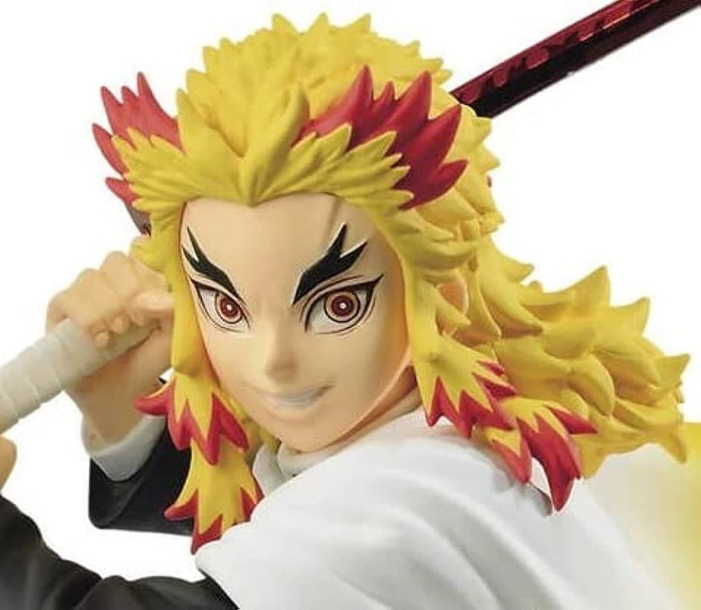 Demon Slayer Kyojuro Rengoku Action Figure | Premium Flame Hashira Anime Collectible Statue with Nichirin Sword, Fire Cape Design & Display Base | Desk Decor, Gaming Setup & Gift for Anime Fans