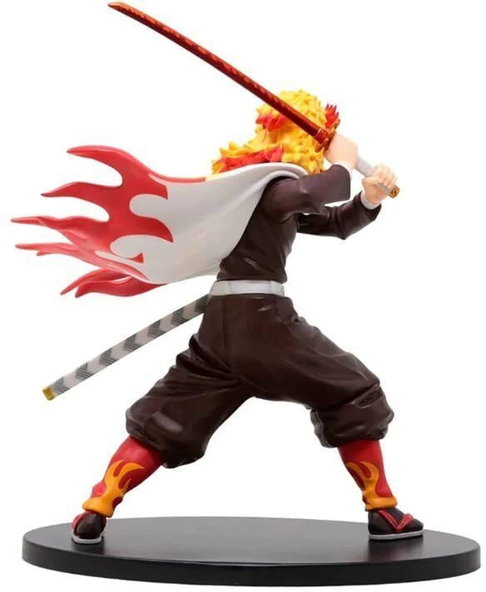 Demon Slayer Kyojuro Rengoku Action Figure | Premium Flame Hashira Anime Collectible Statue with Nichirin Sword, Fire Cape Design & Display Base | Desk Decor, Gaming Setup & Gift for Anime Fans