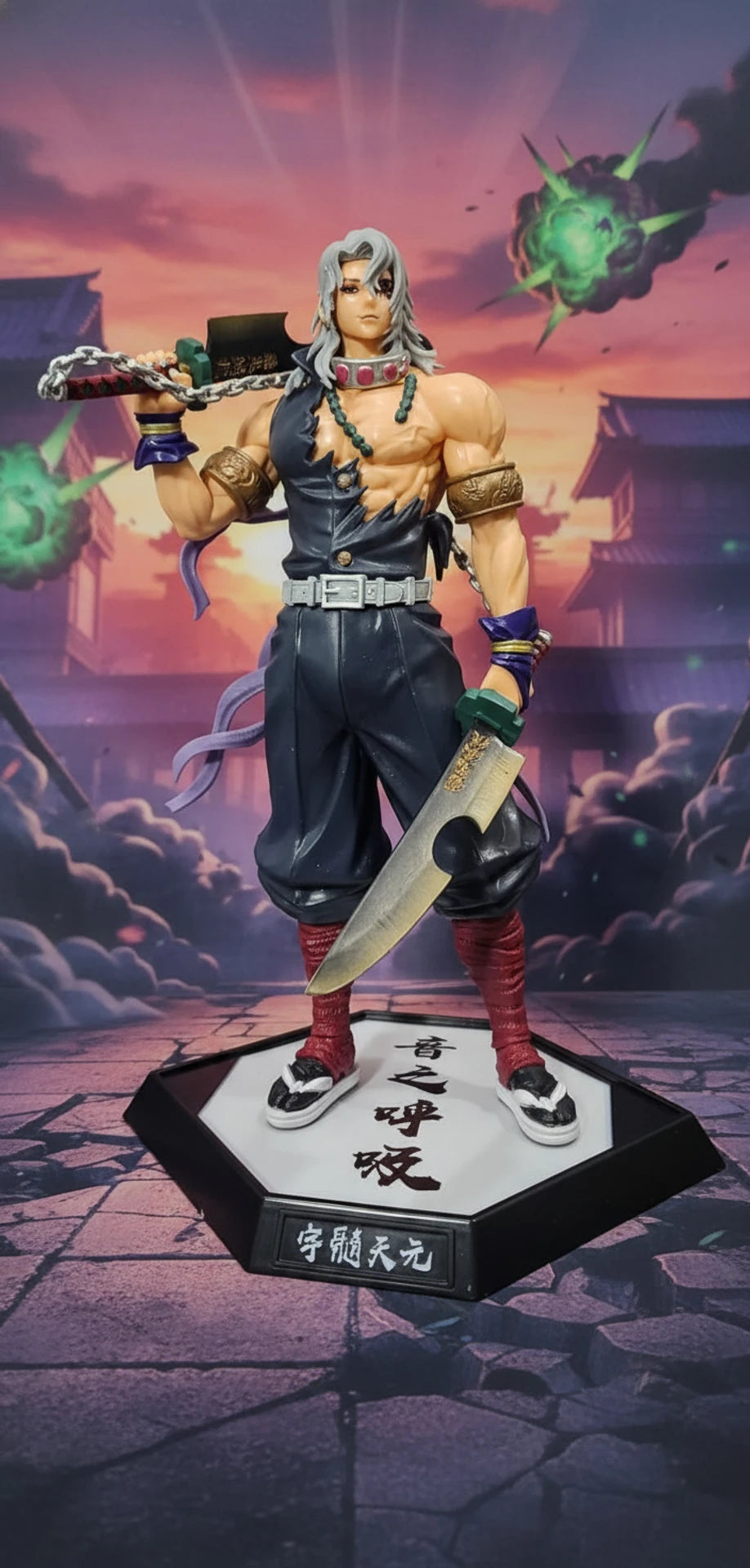 World Gift Mart Limited Edition Demon Slayer Tengen Uzui 30 cm Figure with Demon Slayer Box| (Multicolor)