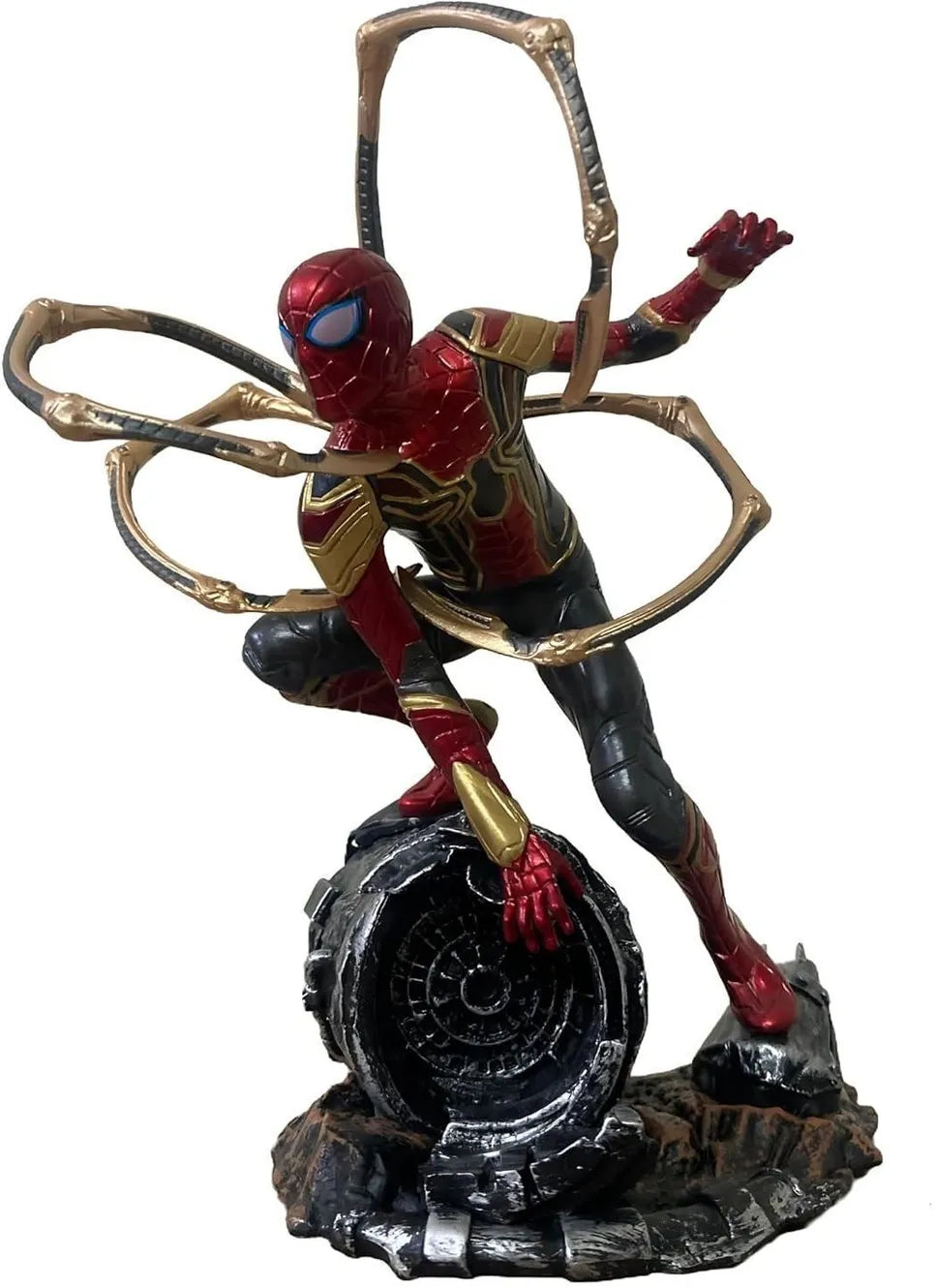 WORLD GIFT MART Iron Spider Spider-Man Collectible Figure | Premium Superhero Action Statue with Golden Mechanical Spider Legs & Display Base | Desk Decor, Gaming Setup & Gift for Fans