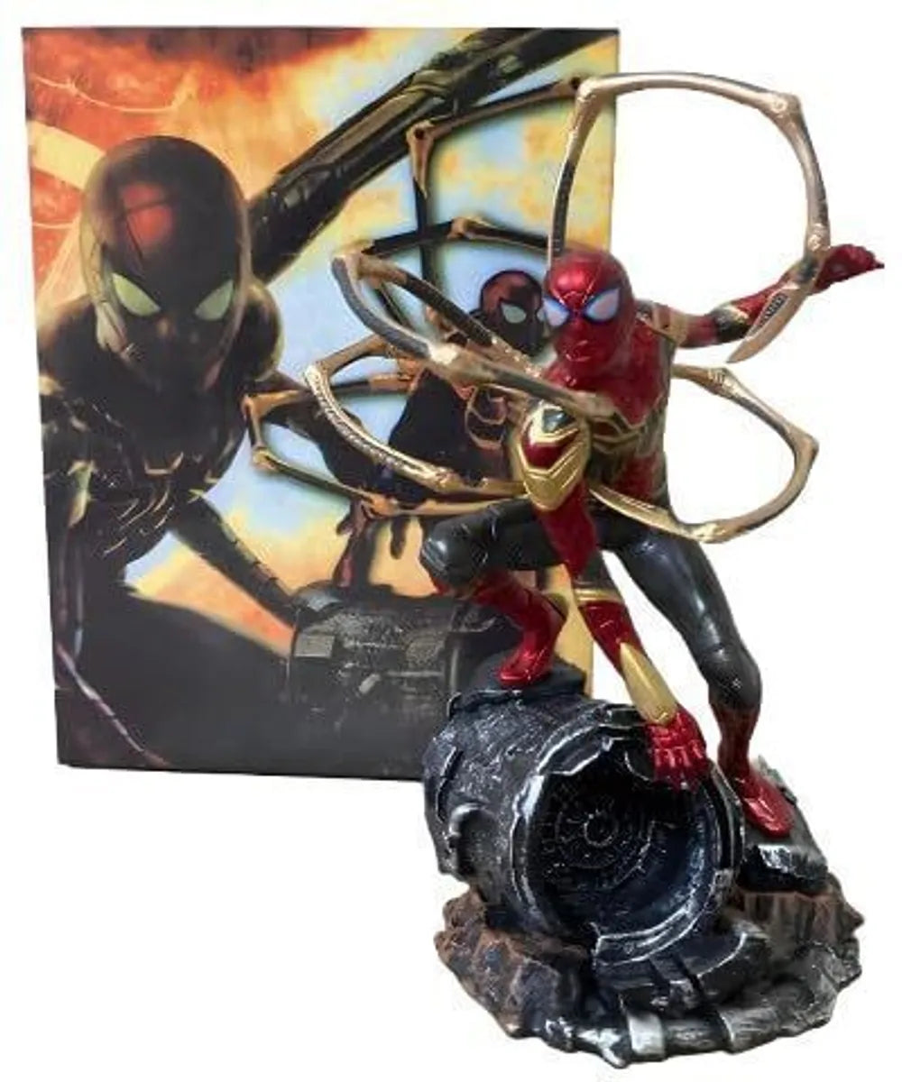 WORLD GIFT MART Iron Spider Spider-Man Collectible Figure | Premium Superhero Action Statue with Golden Mechanical Spider Legs & Display Base | Desk Decor, Gaming Setup & Gift for Fans