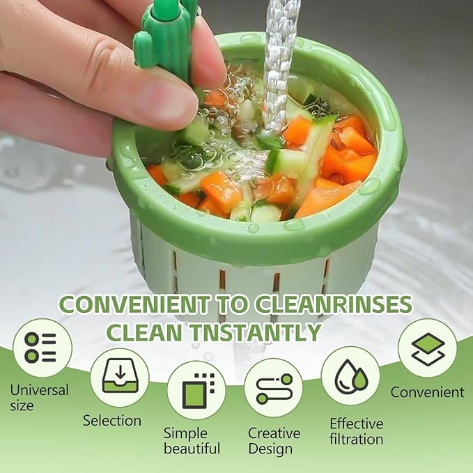 Cactus Kitchen Sink Strainer Basket | Press-to-Drain Vegetable & Fruit Washing Colander | One-Click Food Waste Filter Basket for Sink, Rice, Veggies & Kitchen Cleaning