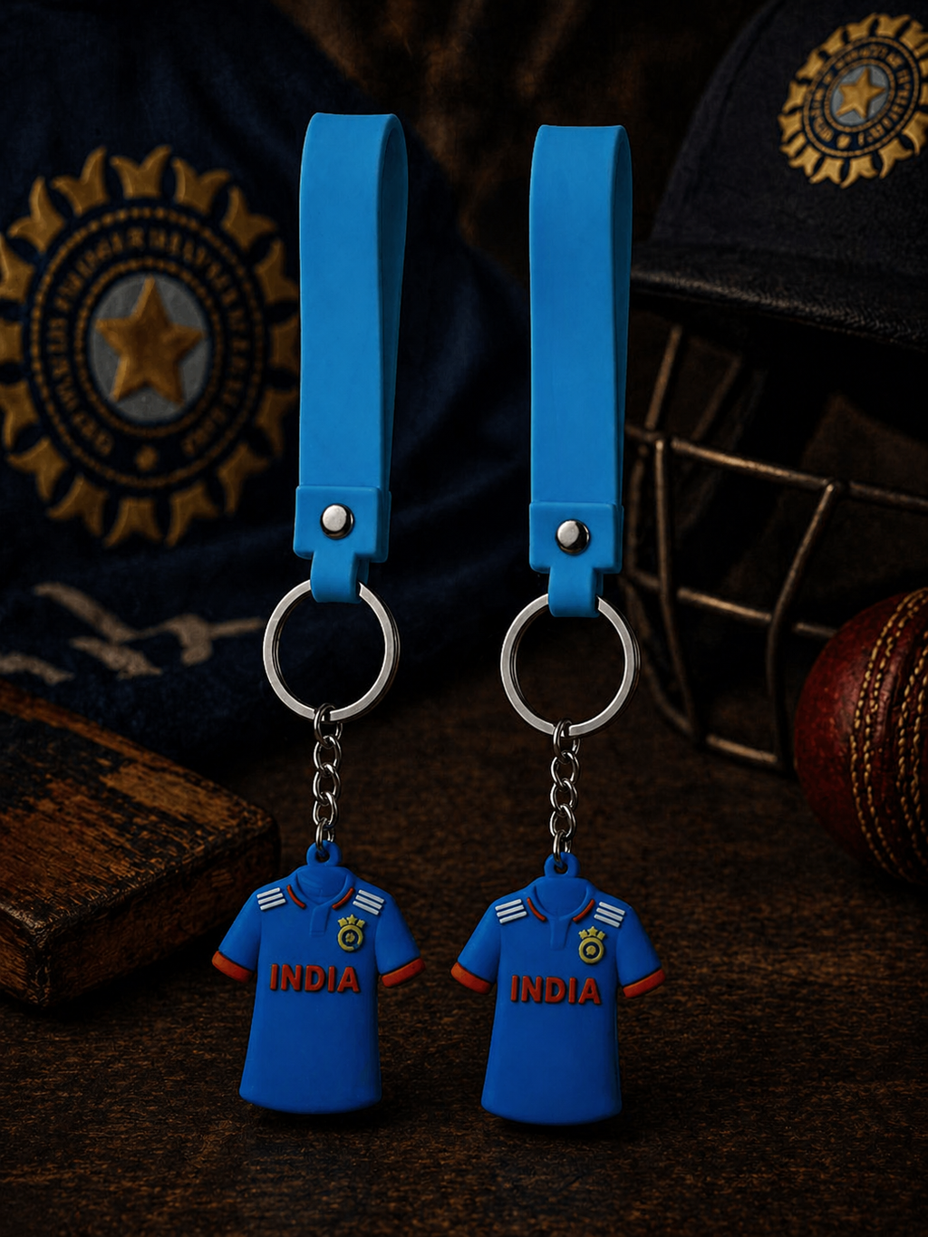 (pack of 2) Dhoni 7 & Virat 18 India Jersey Keychain Set | Cricket Fan Key Ring Combo with Soft Silicone Strap & PVC Charm | Bag Accessory, Backpack Charm & Gift for Sports Lovers