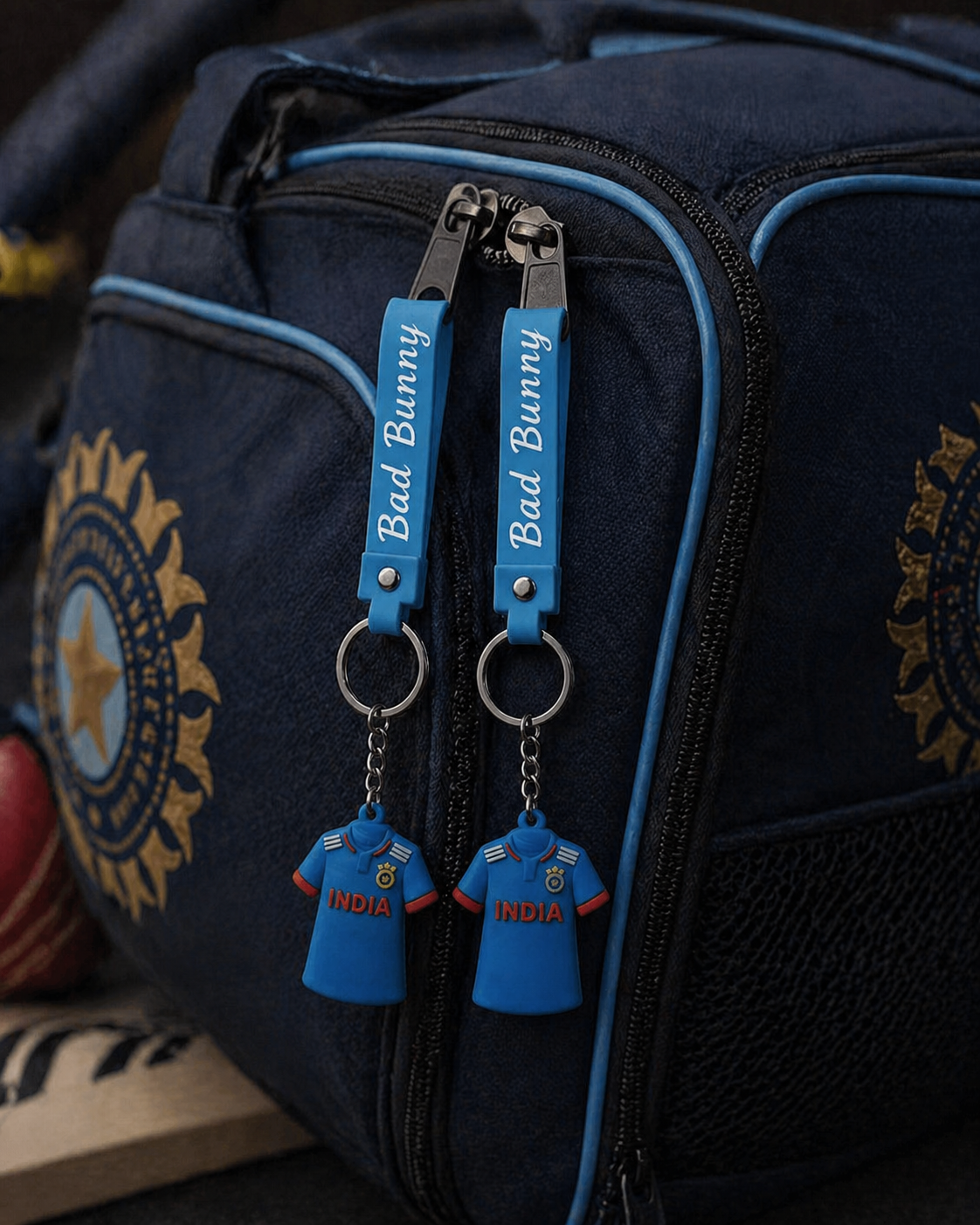 (pack of 2) Dhoni 7 & Virat 18 India Jersey Keychain Set | Cricket Fan Key Ring Combo with Soft Silicone Strap & PVC Charm | Bag Accessory, Backpack Charm & Gift for Sports Lovers
