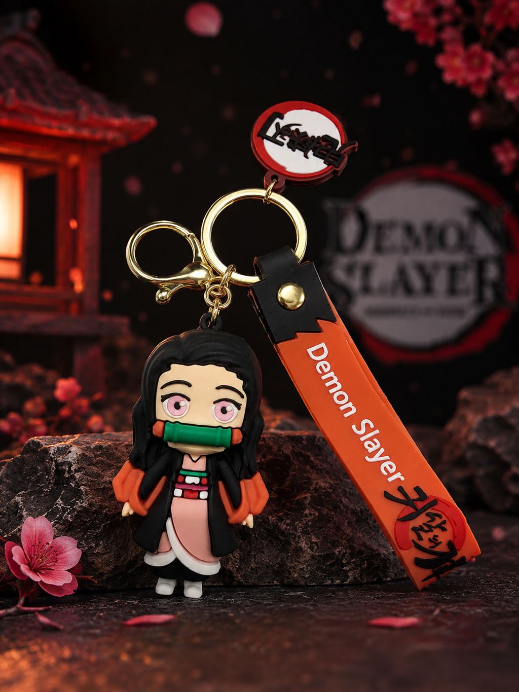World Gift Mart Limited Edition Demon Slayer Nezuko with Bamboo Keychain Ninja Warriors Themed Key Chain