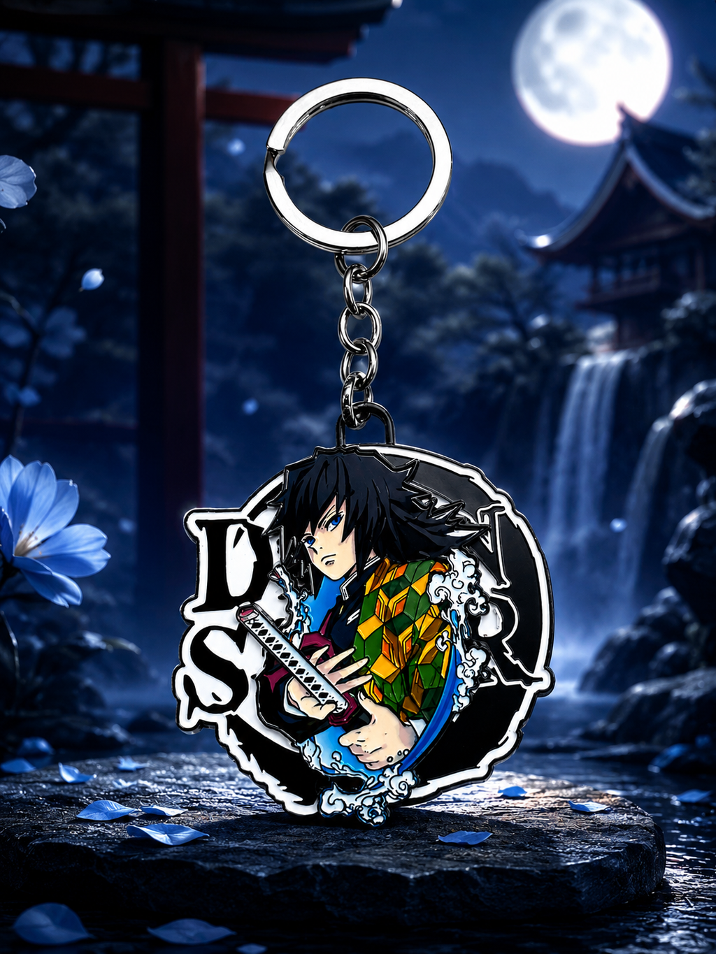 World Gift Mart Demon Slayer Giyu Tomioka Spinner Anime Metal Keychain | Kimetsu no Yaiba Key Chain