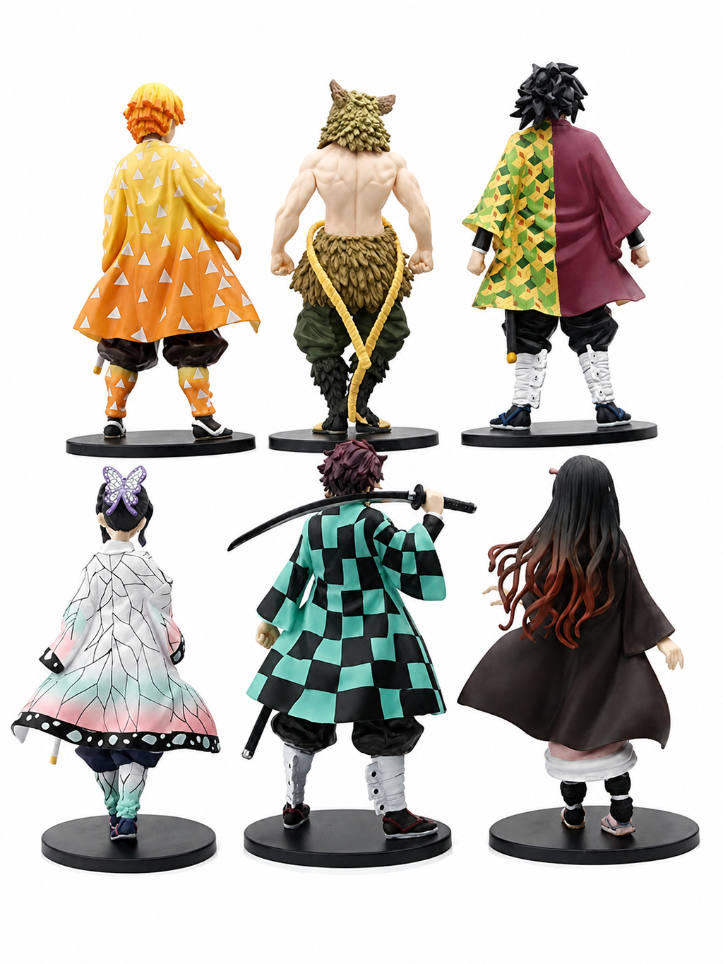 (Pack of 6) Demon Slayer Action Figure Combo | Tanjiro, Nezuko, Zenitsu, Inosuke, Shinobu & Giyu Anime Collectible Figures with Display Bases | Premium Desk Decor, Gaming Setup & Gift for Fans
